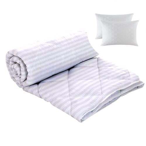 Set pilota de iarna, matlasata, umplutura lana, invelis damasc, policoton, 140x210cm, alba, Pucioasa + 2 perne matlasate, antialergice, 50x70cm, Pucioasa LDPSETPPPOLINOUIALBA140