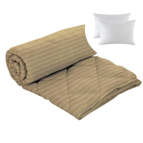 Set pilota de iarna, matlasata, umplutura lana, invelis damasc, policoton, 140x210cm, cappucino, Pucioasa + 2 perne matlasate, antialergice, 50x70cm, Pucioasa LDPSETPPPOLINOUICAPPUCINO140