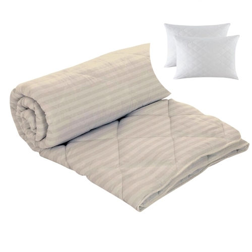 Set pilota de iarna, matlasata, umplutura lana, invelis damasc, policoton, 140x210cm, crem, Pucioasa + 2 perne matlasate, antialergice, 50x70cm, Pucioasa LDPSETPPPOLINOUICREM140