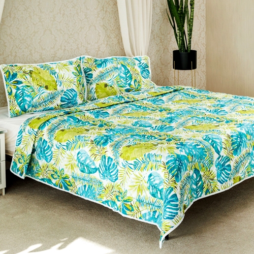 Cuvertura de pat dublu si 2 fete de perna, microfibra, matlasata, 3 piese, LDP-MLM-CVR-100235 LDP-MLM-CVR-100235