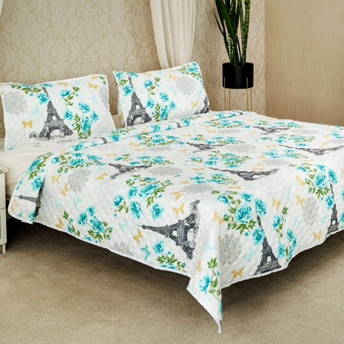 Cuvertura de pat dublu si 2 fete de perna, microfibra, matlasata, 3 piese, LDP-MLM-CVR-100236 LDP-MLM-CVR-100236