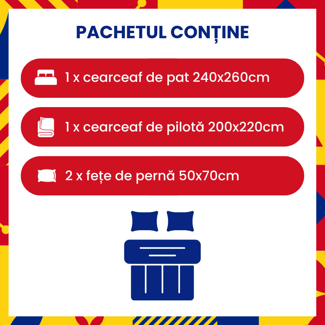 Lenjerie de pat Bumbac, 4 piese, pentru pat dublu, LDP-BBC-100105 LDP-BBC-100105